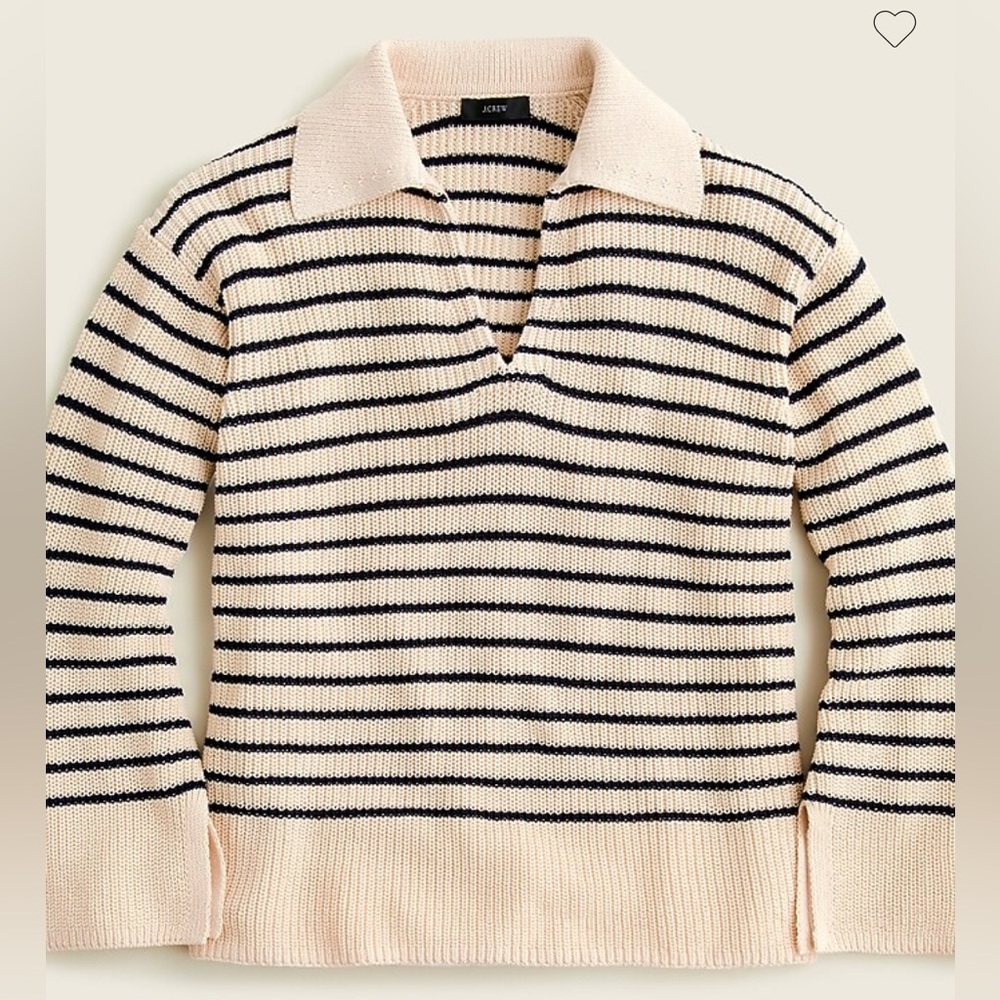 J.Crew Cotton Relaxed Collared Sweater in Stripe